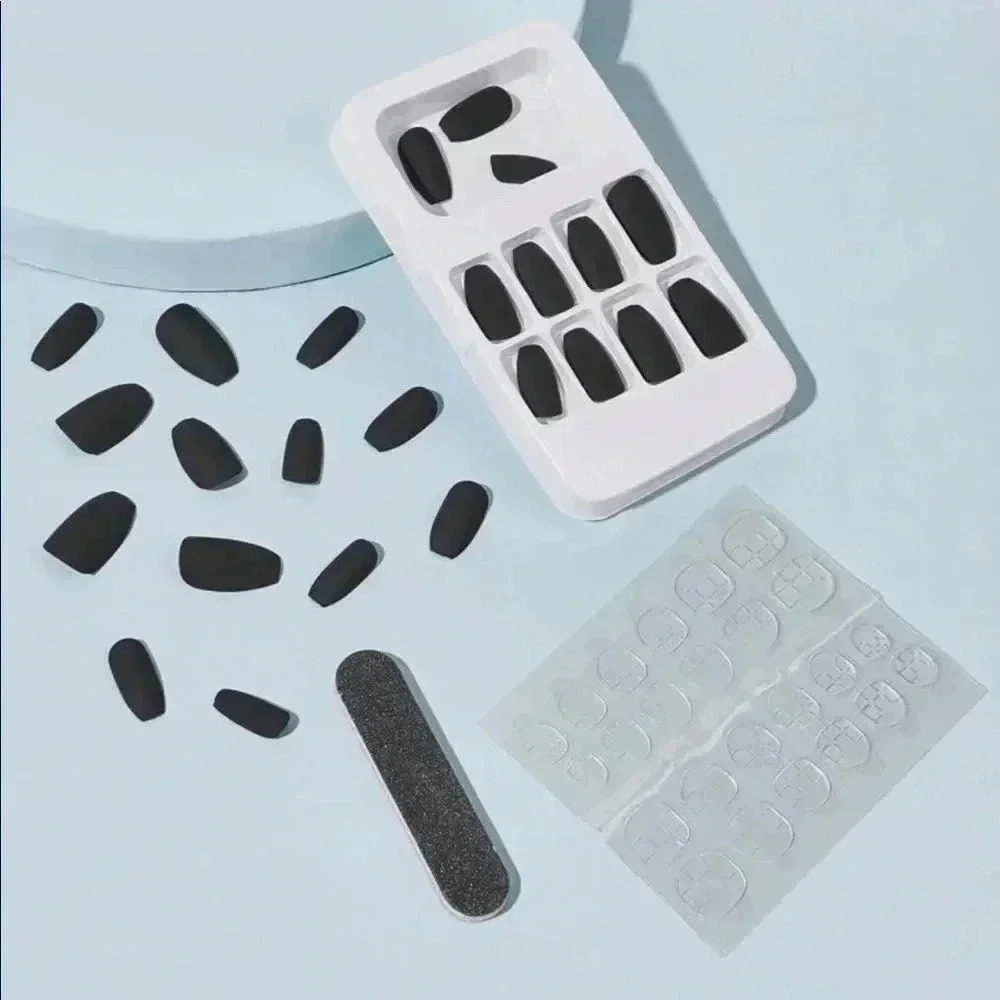 5/$20 black matte coffin fake nails 24 pc